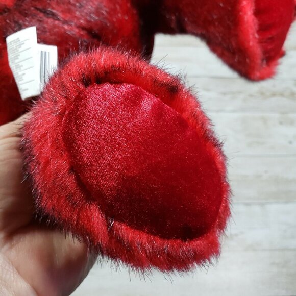 Valentine Bear Stuffed Plush Stuffed Heart Red Black Tinged Sitting 8.5 in - Picture 7 of 7